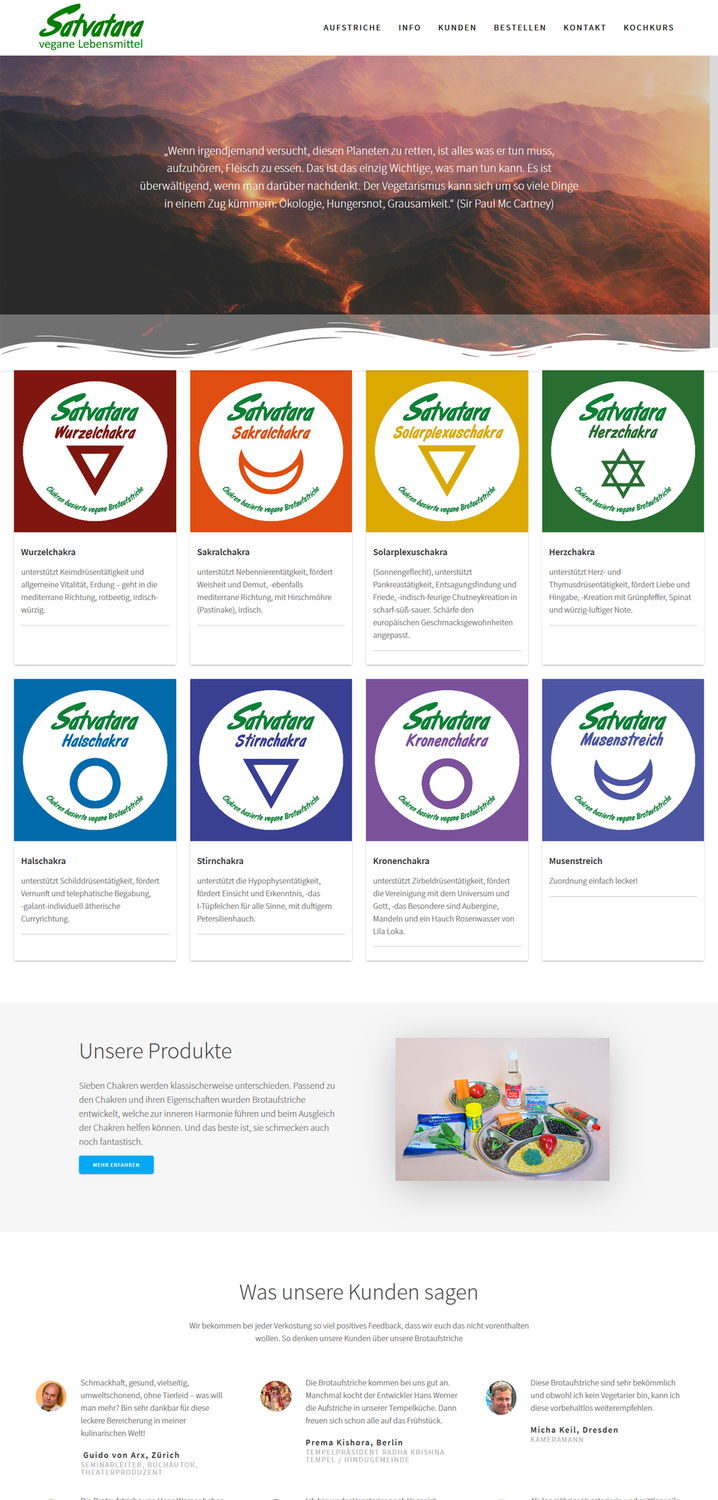Satvatara - Webseite und Grafikdesign für leckere vegane Brotaufstriche